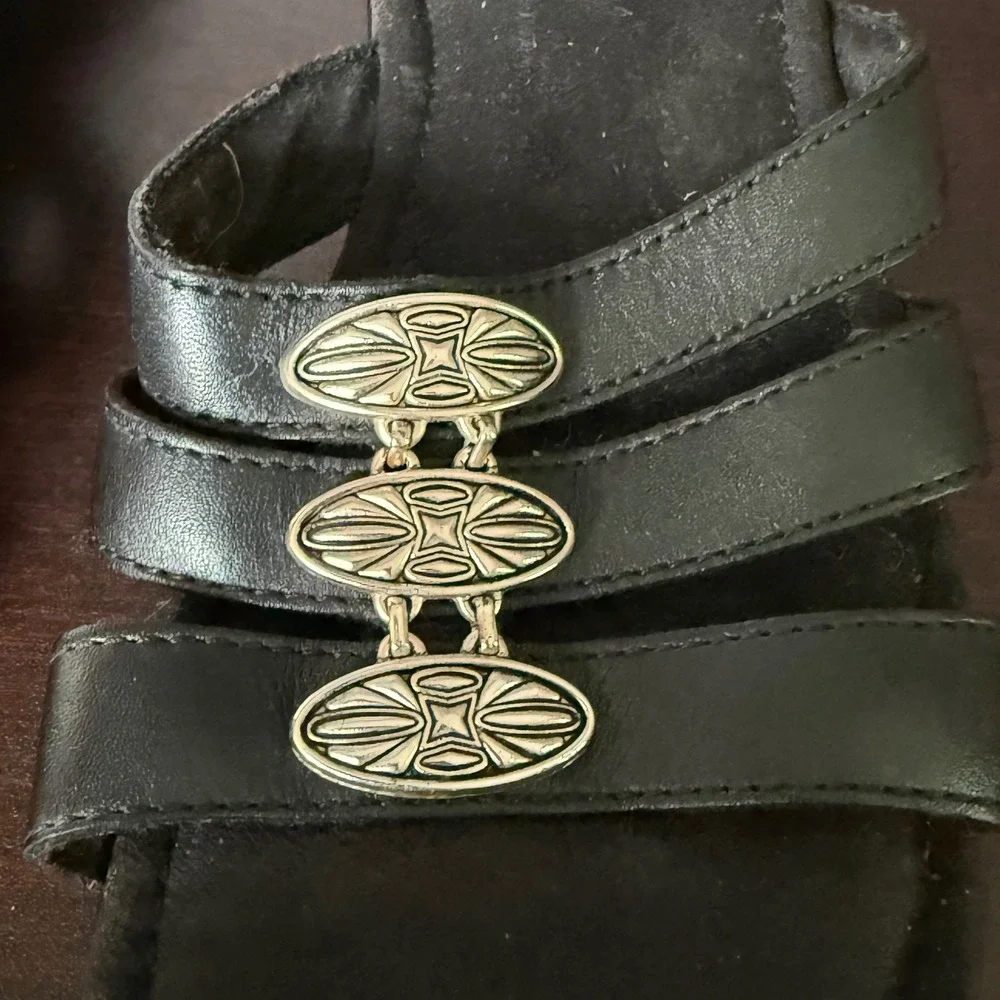 Minnetonka Women's Leather Slide Sandals Black Comfort Mules Size 7 Casual